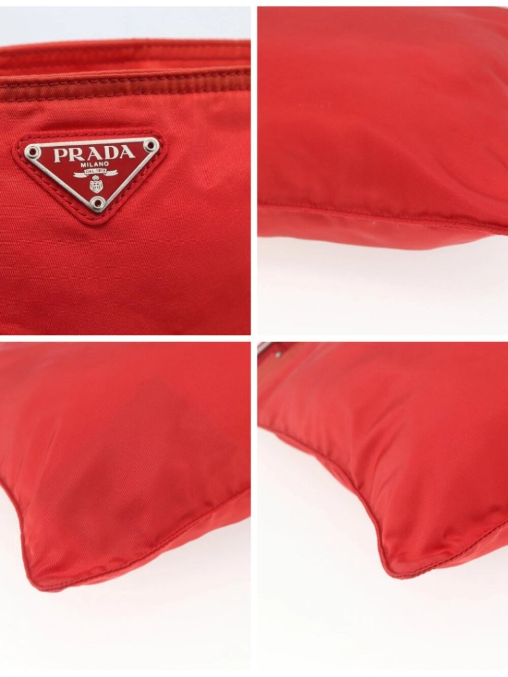 PRADA Shoulder Bag Nylon Red Silver Auth - Picture 13 of 16